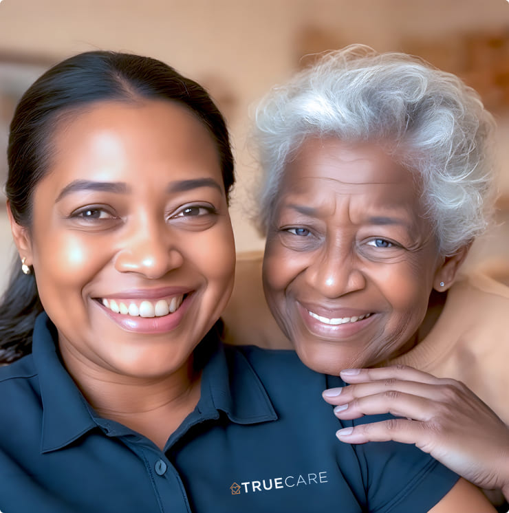 About Us - True Care Home Care - NYC & Westchester County - caregiver makes happy patient